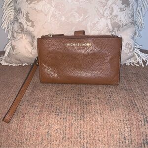 Michael Kors Brown Leather Wristlet